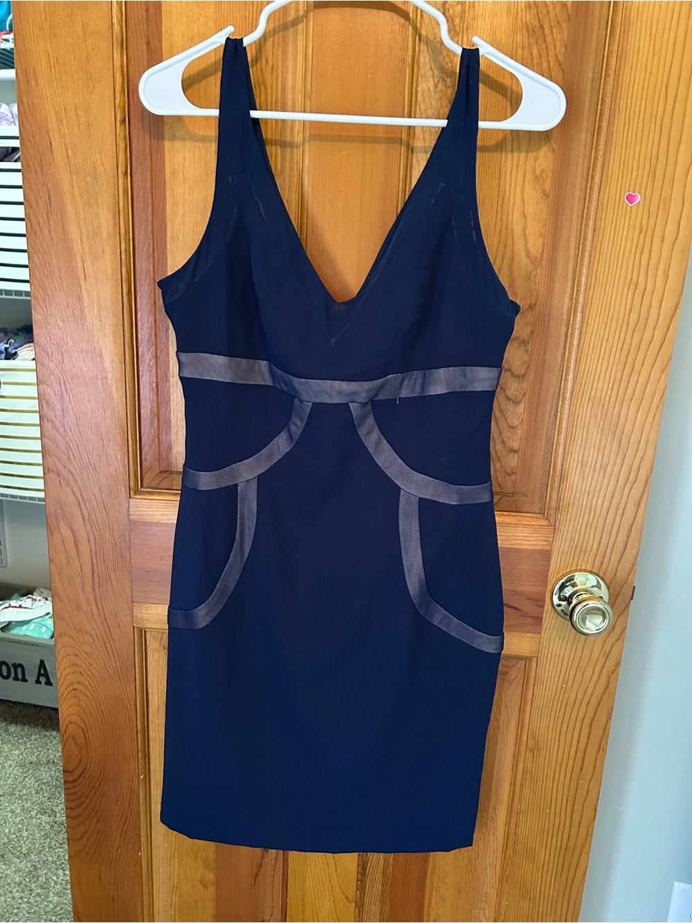 Piperlime Navy and Nude Mesh Evening Dress